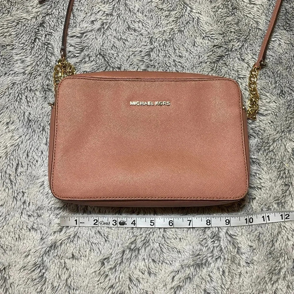 Michael Kors Pink Crossbody Jet Set Purse Saffiano Leather - Picture 4 of 12